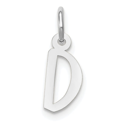 10K White Gold Small Slanted Block Initial D Charm