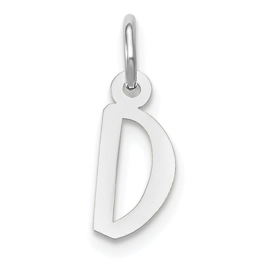 10K White Gold Small Slanted Block Initial D Charm