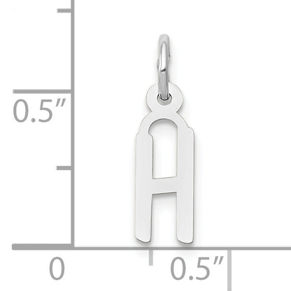 10K White Gold Small Slanted Block Initial H Char