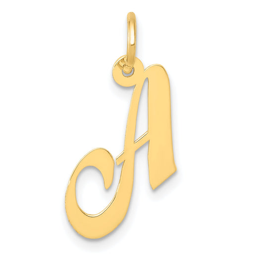 10K Yellow Gold 10K Small Fancy Script Initial A Charm