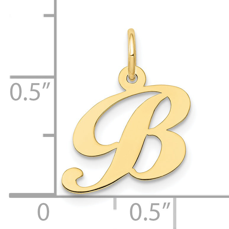 10K Yellow Gold 10K Small Fancy Script Initial B Charm