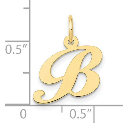 10K Yellow Gold 10K Small Fancy Script Initial B Charm