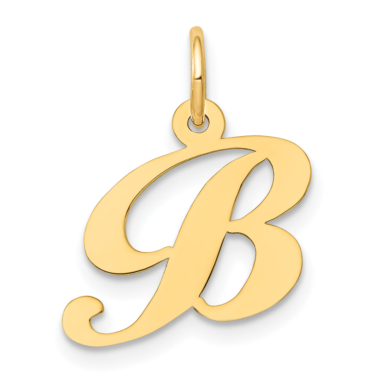 10K Yellow Gold 10K Small Fancy Script Initial B Charm