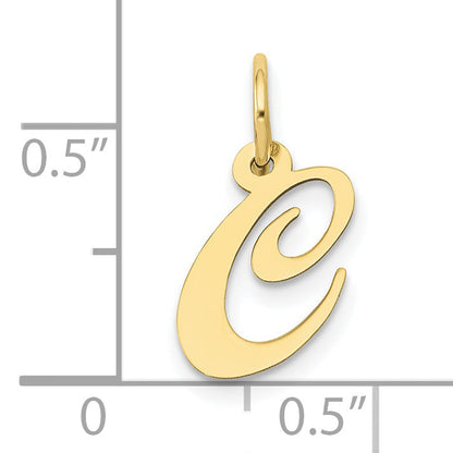10K Yellow Gold 10K Small Fancy Script Initial C Charm