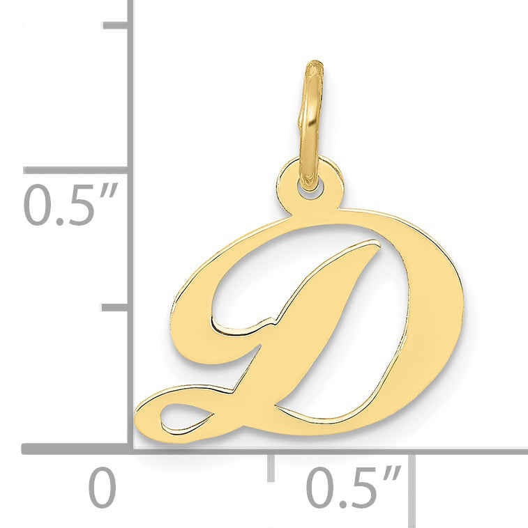 10K Yellow Gold 10K Small Fancy Script Initial D Charm