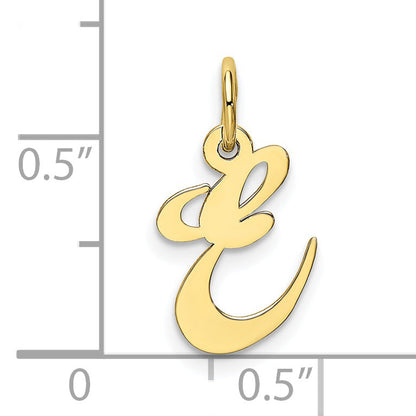 10K Yellow Gold 10K Small Fancy Script Initial E Charm