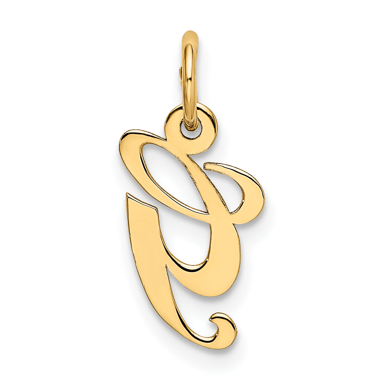 10K Yellow Gold 10K Small Fancy Script Initial G Charm