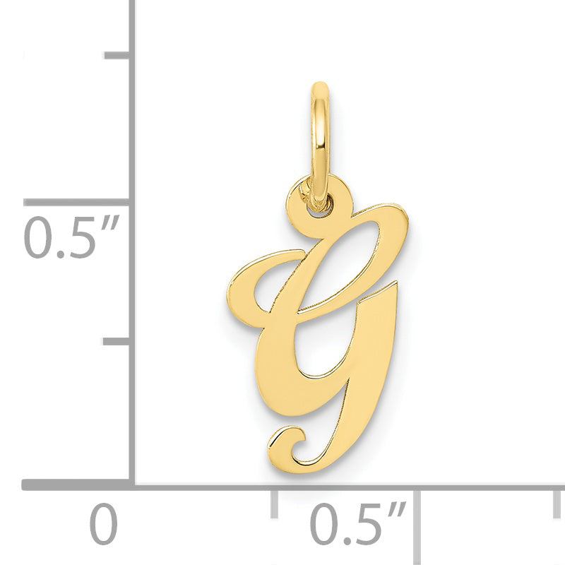10K Yellow Gold 10K Small Fancy Script Initial G Charm