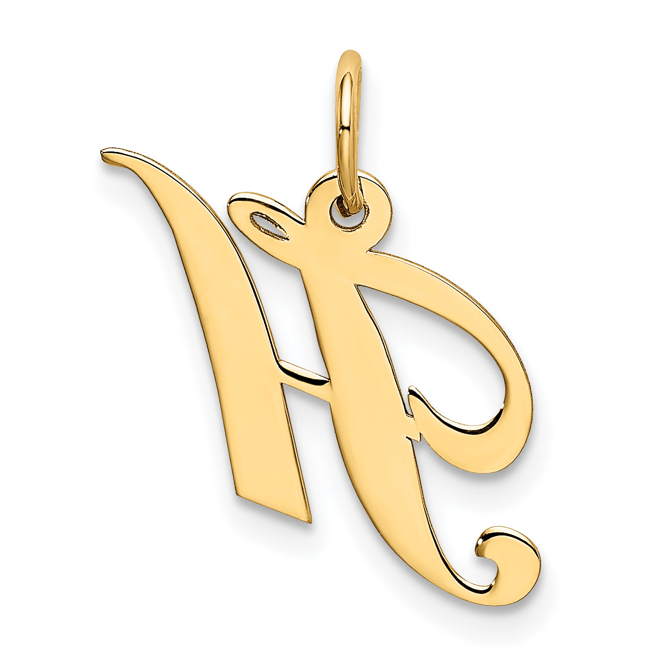 10K Yellow Gold 10K Small Fancy Script Initial H Charm