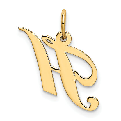10K Yellow Gold 10K Small Fancy Script Initial H Charm