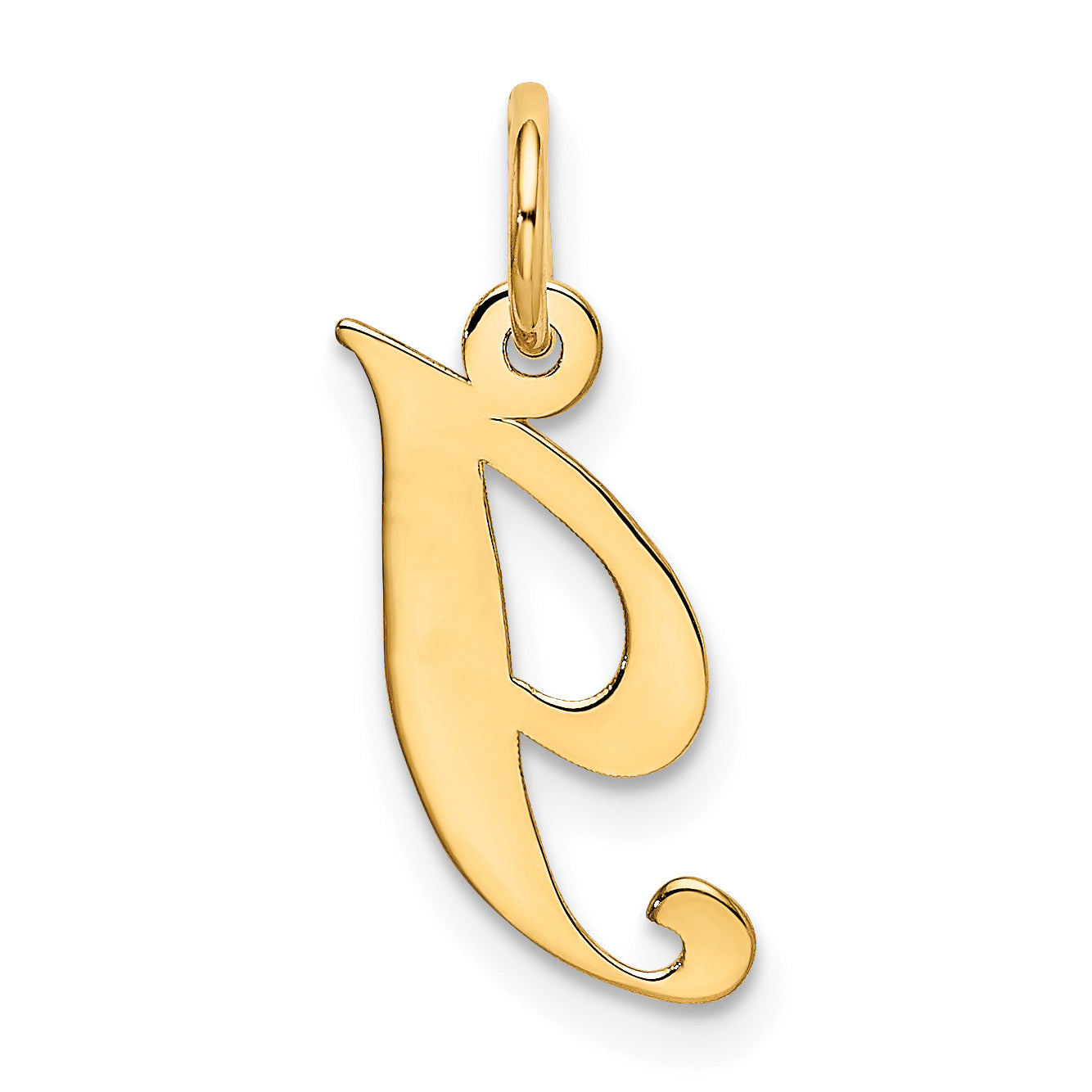 10K Yellow Gold 10K Small Fancy Script Initial I Charm