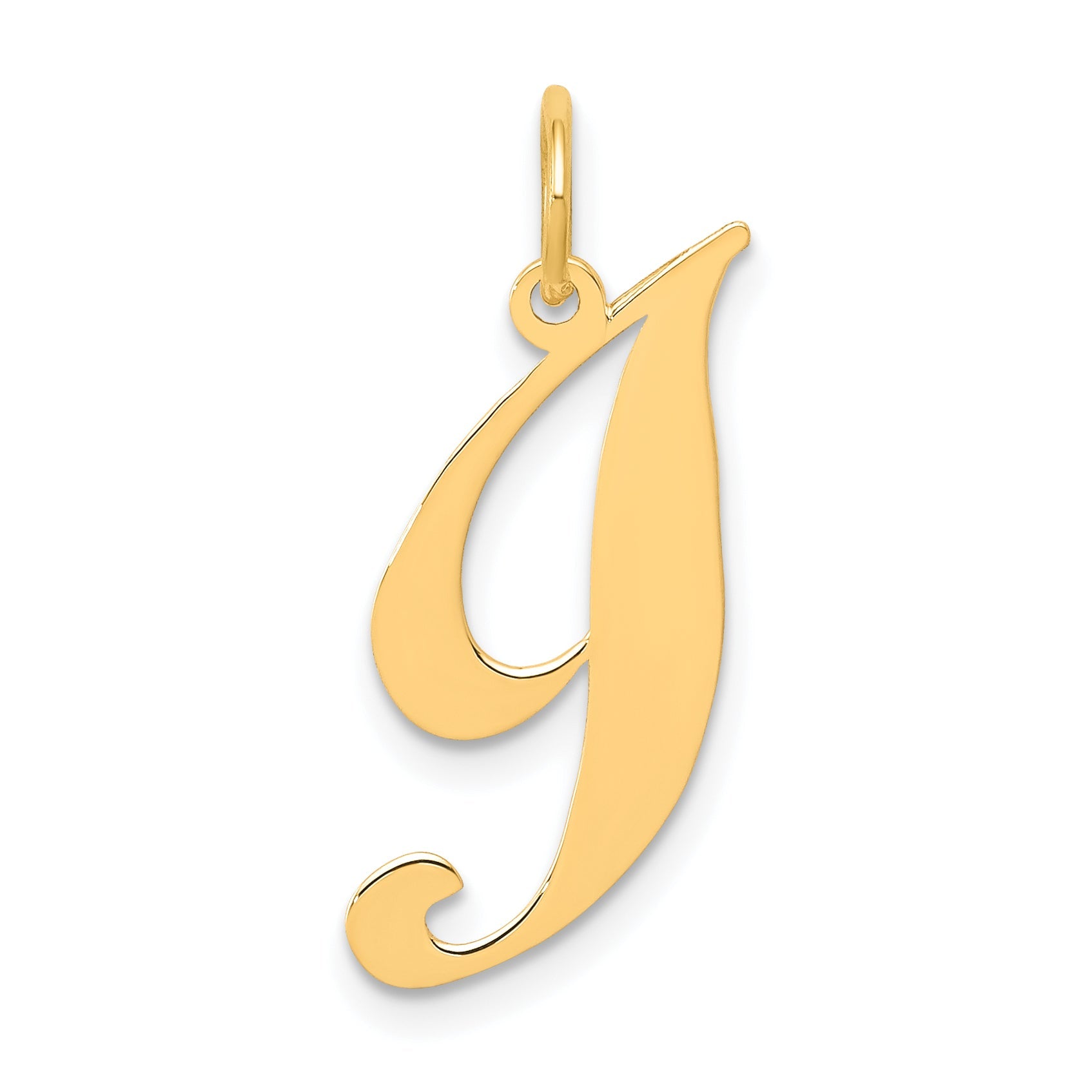 10K Yellow Gold 10K Small Fancy Script Initial I Charm