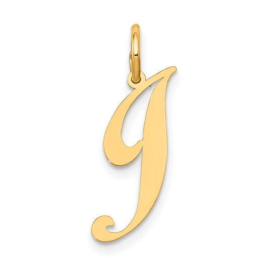 10K Yellow Gold 10K Small Fancy Script Initial J Charm