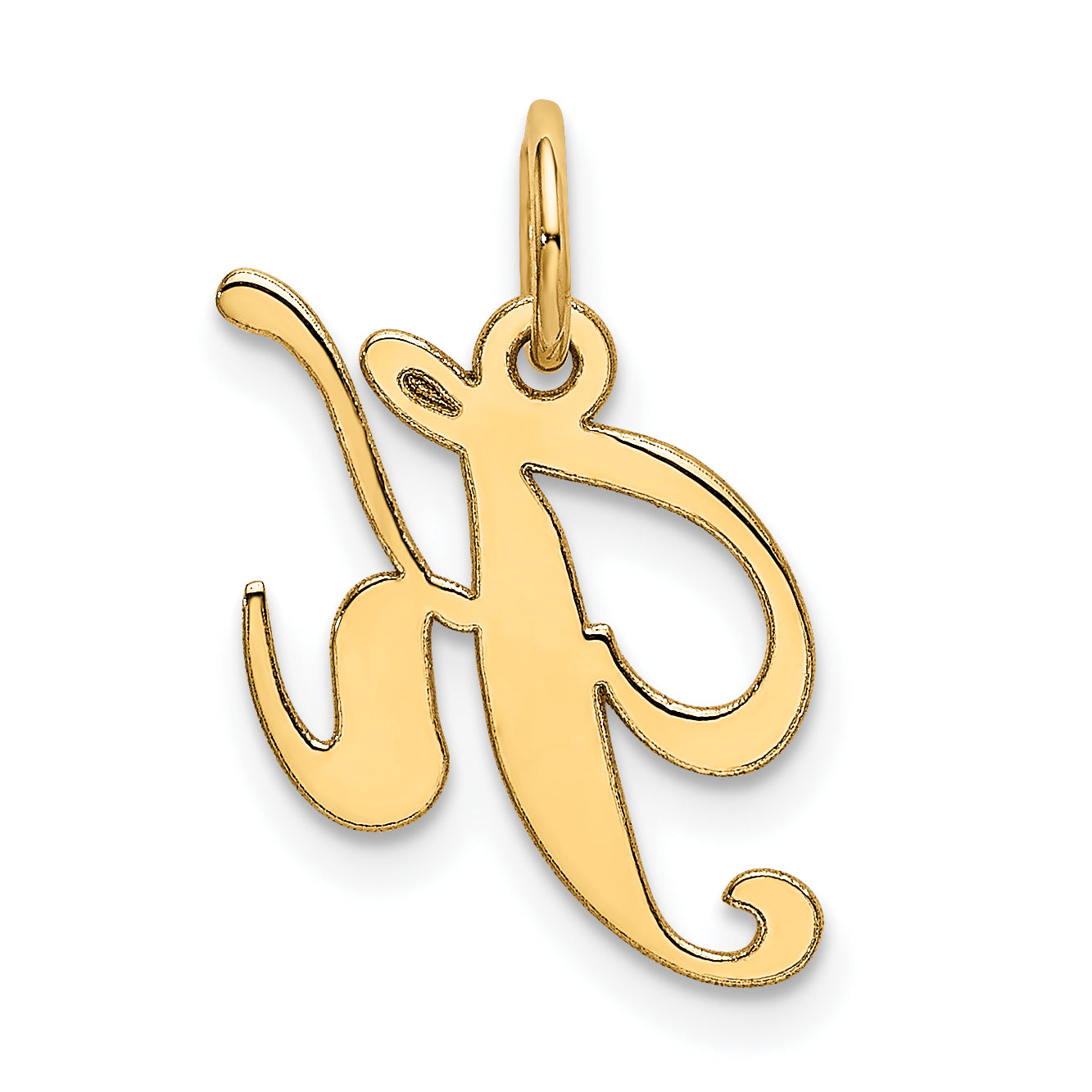 10K Yellow Gold 10K Small Fancy Script Initial K Charm