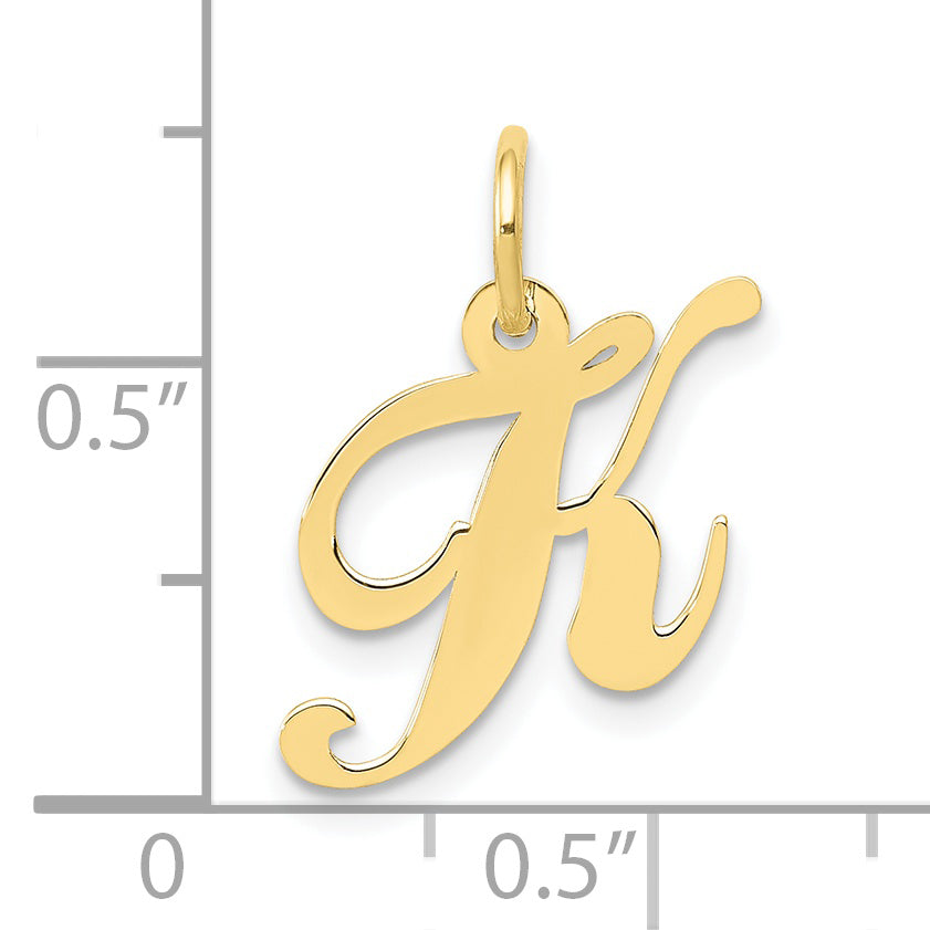 10K Yellow Gold 10K Small Fancy Script Initial K Charm
