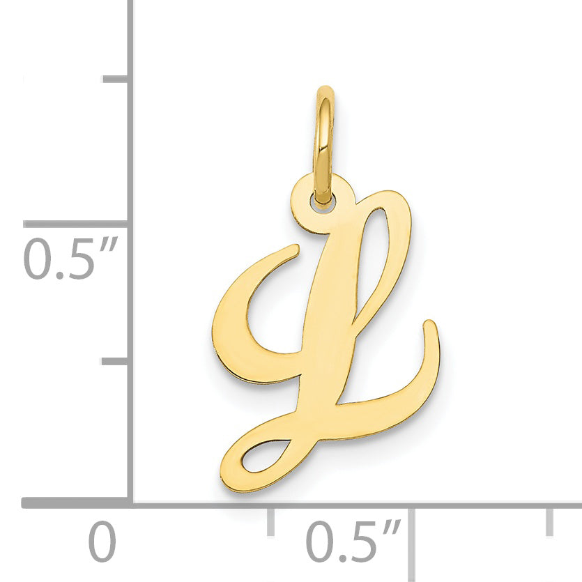 10K Yellow Gold 10K Small Fancy Script Initial L Charm