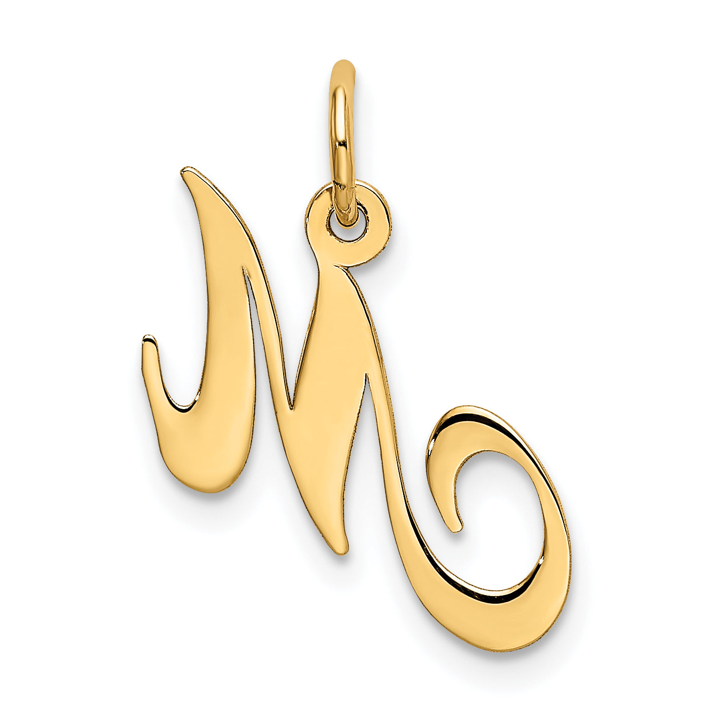 10K Yellow Gold 10K Small Fancy Script Initial M Charm