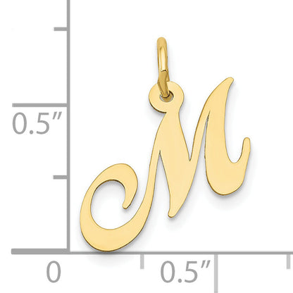 10K Yellow Gold 10K Small Fancy Script Initial M Charm