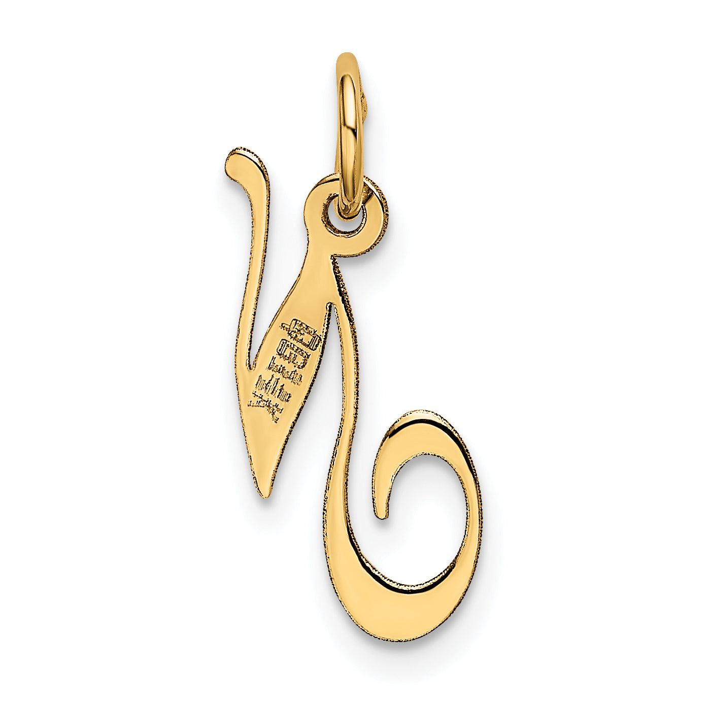 10K Yellow Gold 10K Small Fancy Script Initial N Charm