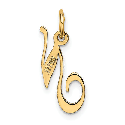 10K Yellow Gold 10K Small Fancy Script Initial N Charm