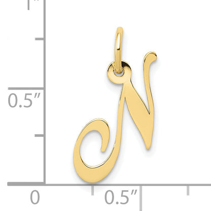10K Yellow Gold 10K Small Fancy Script Initial N Charm