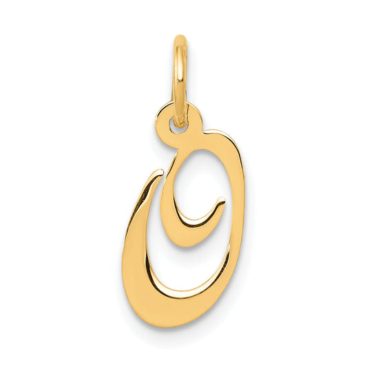 10K Yellow Gold 10K Small Fancy Script Initial O Charm