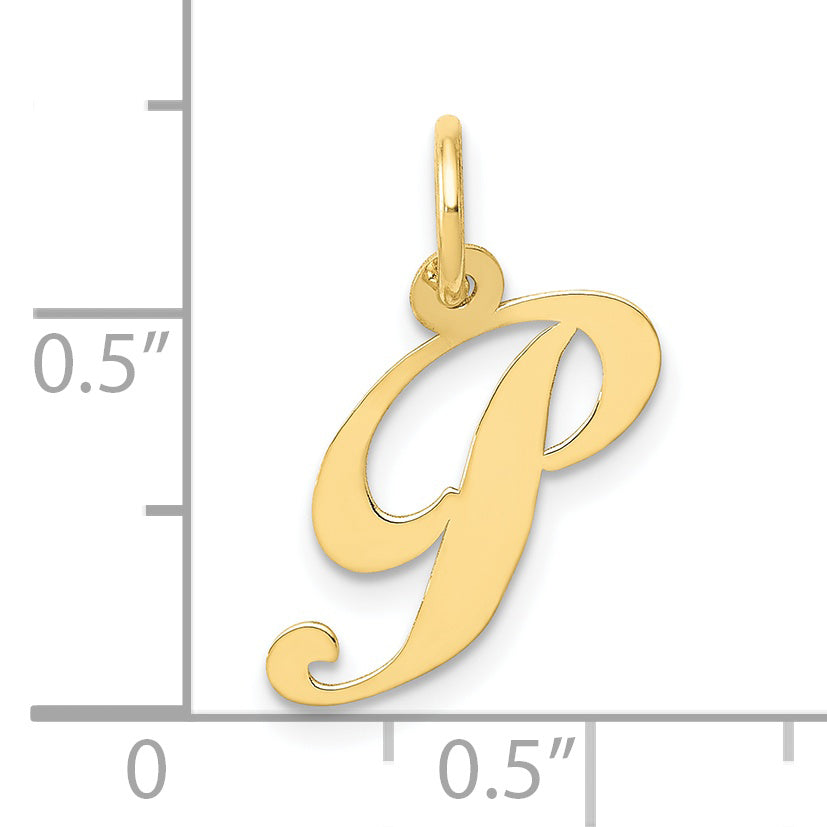 10K Yellow Gold 10K Small Fancy Script Initial P Charm