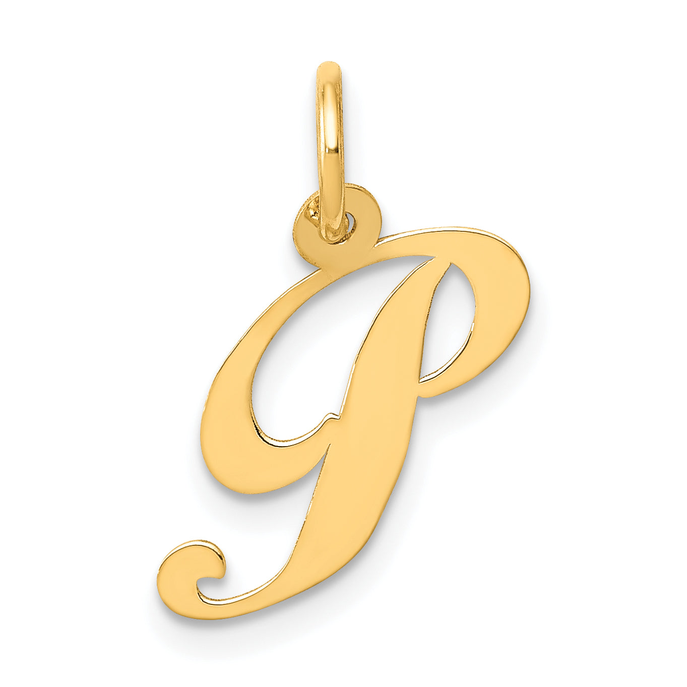 10K Yellow Gold 10K Small Fancy Script Initial P Charm