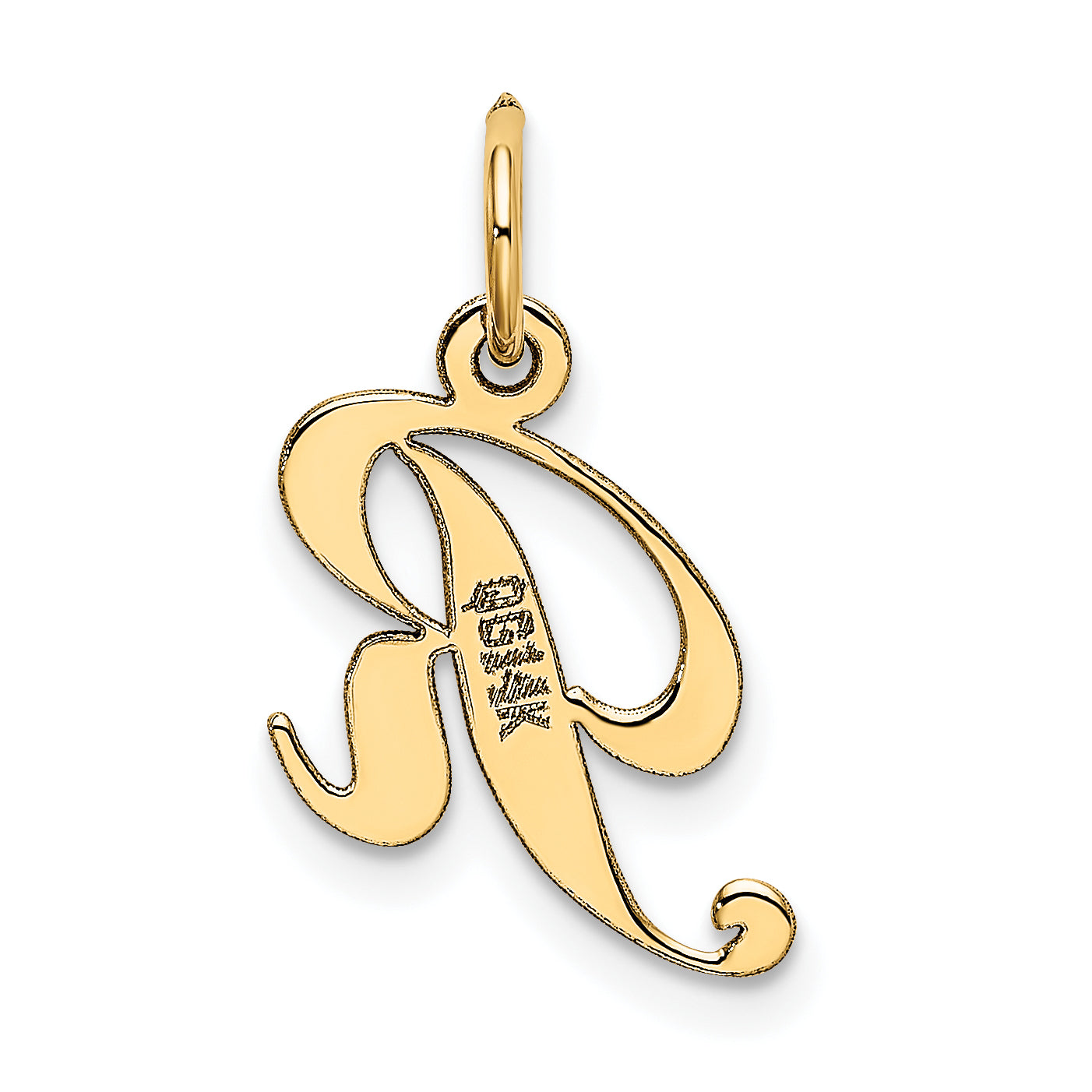 10K Yellow Gold 10K Small Fancy Script Initial R Charm