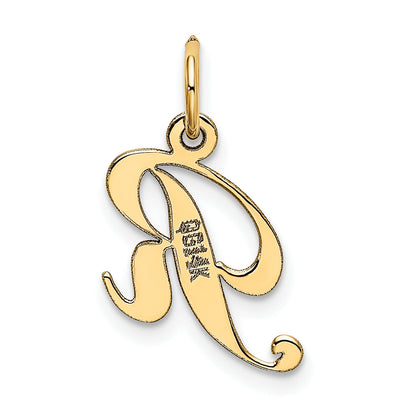 10K Yellow Gold 10K Small Fancy Script Initial R Charm