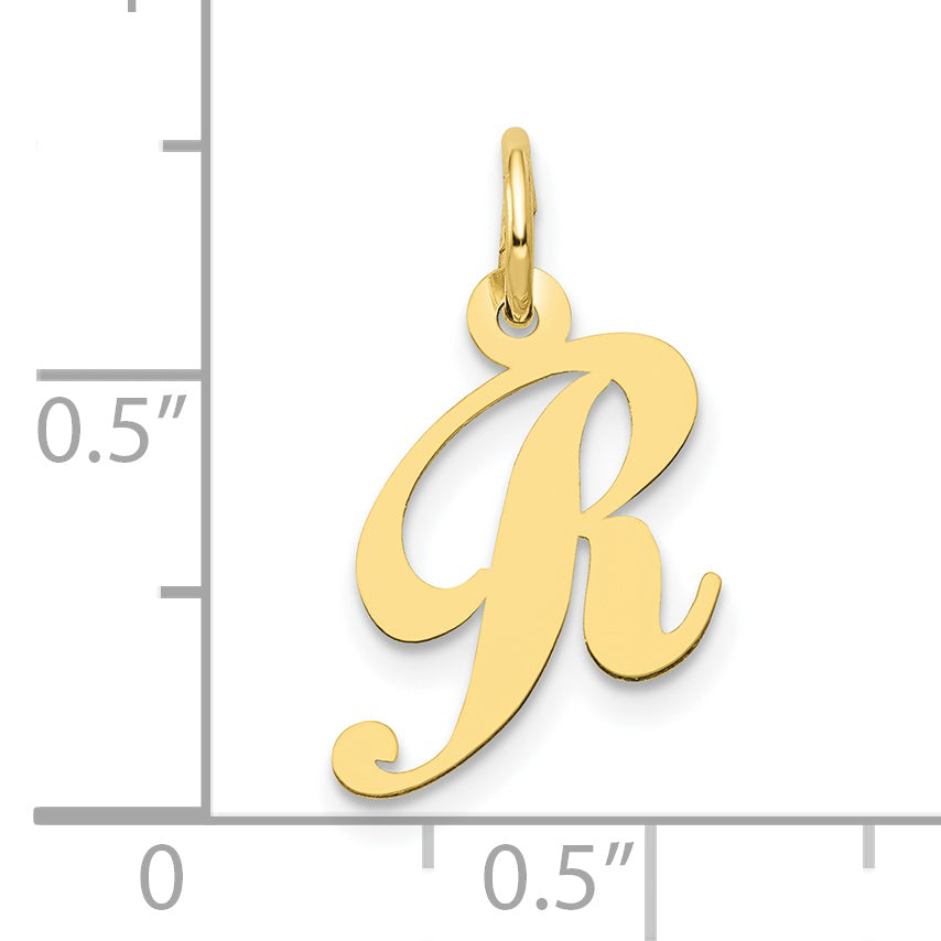 10K Yellow Gold 10K Small Fancy Script Initial R Charm