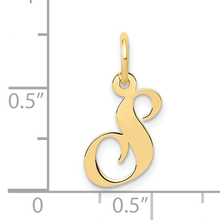 10K Yellow Gold 10K Small Fancy Script Initial S Charm