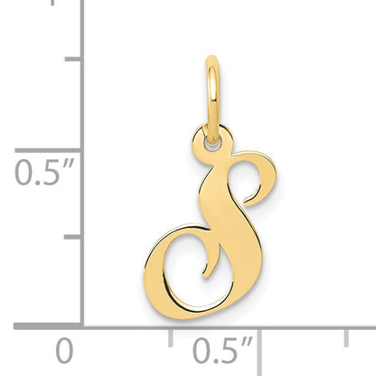 10K Yellow Gold 10K Small Fancy Script Initial S Charm