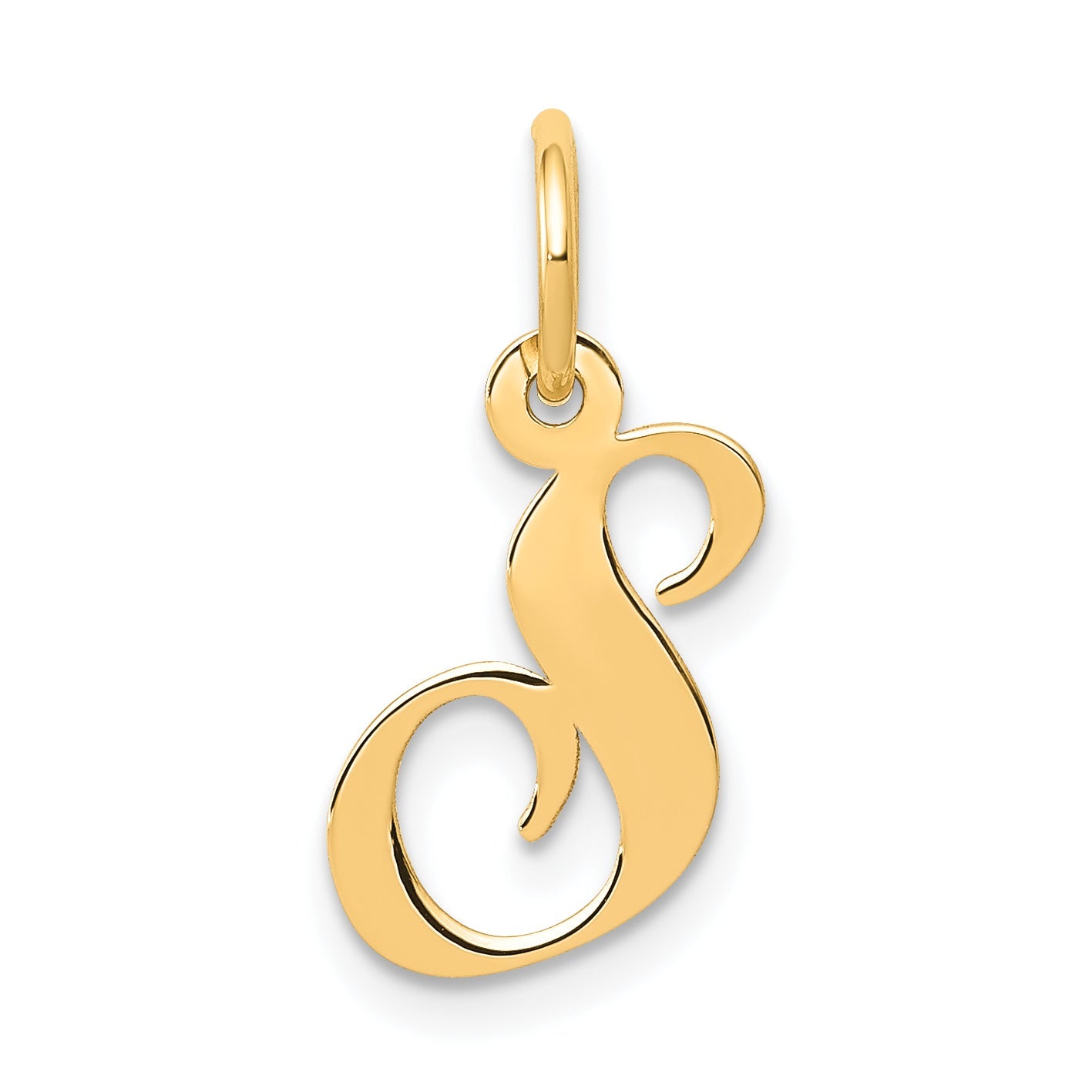10K Yellow Gold 10K Small Fancy Script Initial S Charm