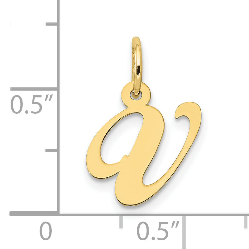 10K Yellow Gold 10K Small Fancy Script Initial V Charm