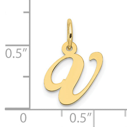 10K Yellow Gold 10K Small Fancy Script Initial V Charm