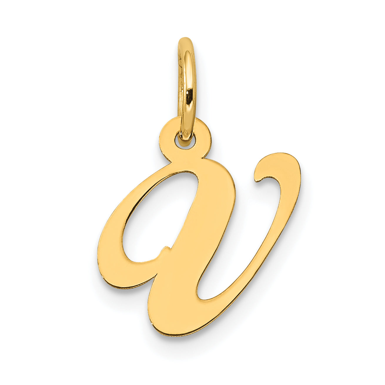 10K Yellow Gold 10K Small Fancy Script Initial V Charm