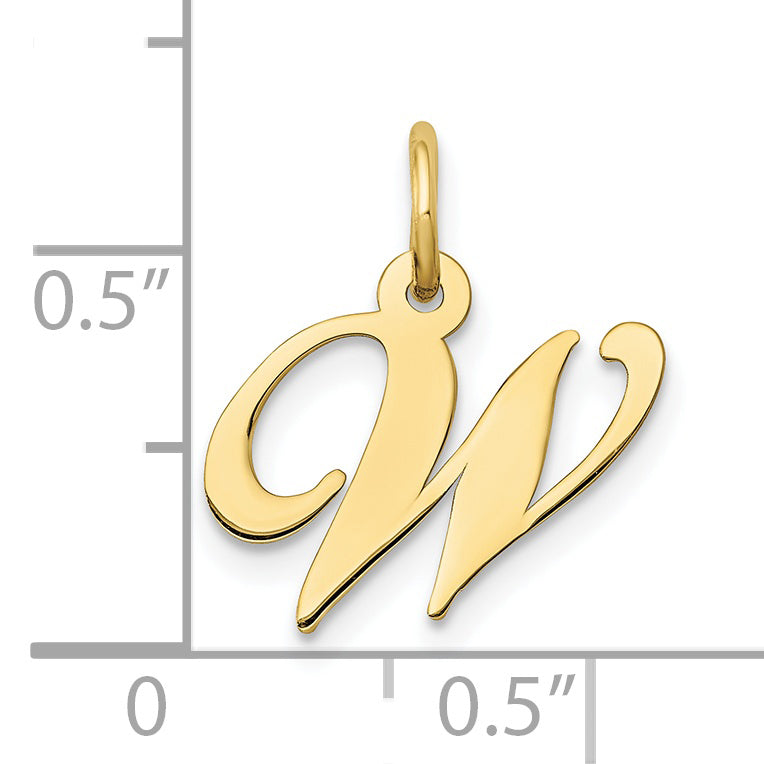 10K Yellow Gold 10K Small Fancy Script Initial W Charm