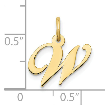 10K Yellow Gold 10K Small Fancy Script Initial W Charm