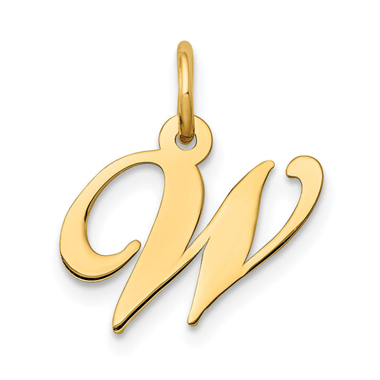 10K Yellow Gold 10K Small Fancy Script Initial W Charm