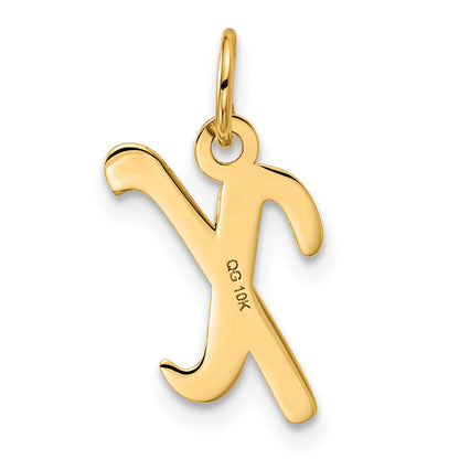 10K Yellow Gold 10K Small Fancy Script Initial X Charm