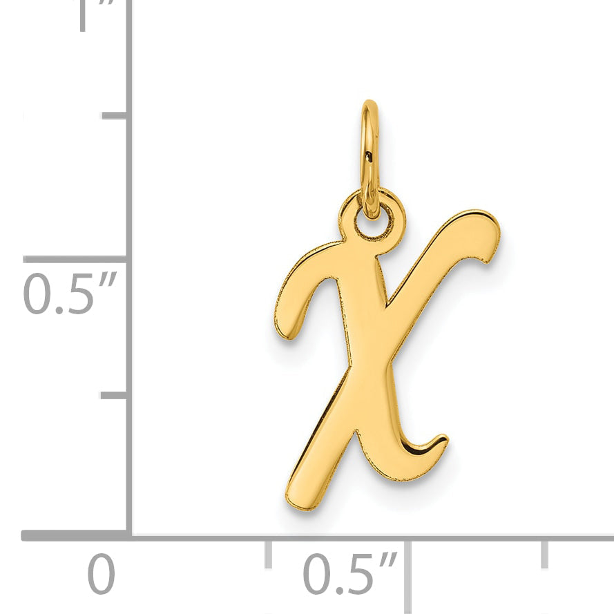 10K Yellow Gold 10K Small Fancy Script Initial X Charm