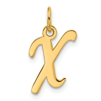 10K Yellow Gold 10K Small Fancy Script Initial X Charm