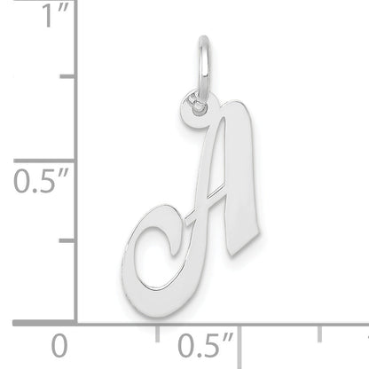 10K White Gold Small Fancy Script Initial A Charm