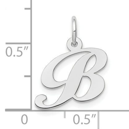 10K White Gold Small Fancy Script Initial B Charm