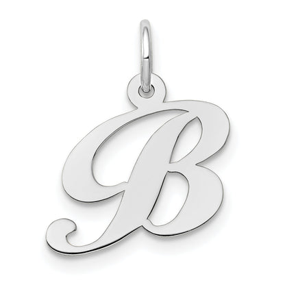 10K White Gold Small Fancy Script Initial B Charm