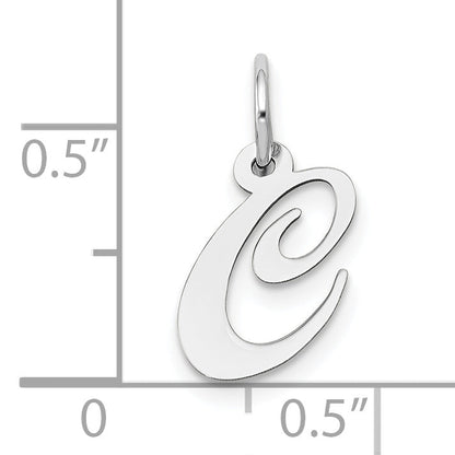 10K White Gold Small Fancy Script Initial C Charm