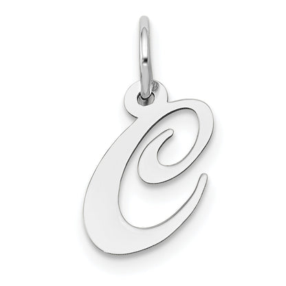 10K White Gold Small Fancy Script Initial C Charm
