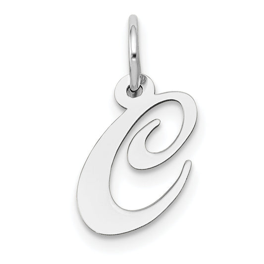 10K White Gold Small Fancy Script Initial C Charm