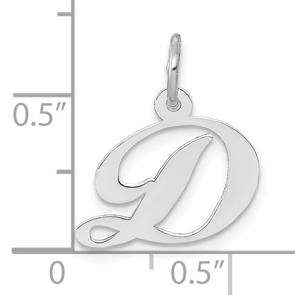 10K White Gold Small Fancy Script Initial D Charm